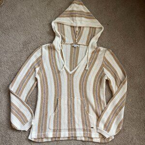 O'Neill Cream and Tan Striped Hooded Pullover